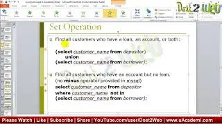 Set Operation & Aggregate Function | SQL Tutorials | Database Management System | eLearning | DBMS