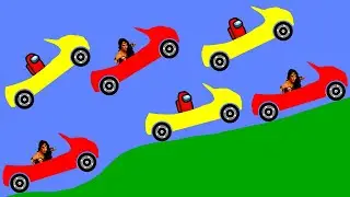 Wonder Woman Vs Among Us Car Race in Algodoo
