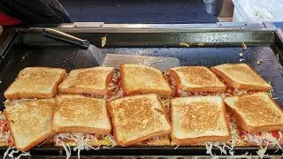 Myeongdong street, hamburger toast master┃Korean street food