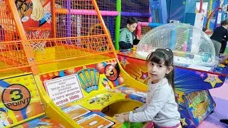 CHILDREN'S ENTERTAINMENT PARK with Balloons and Cars!Karina plays with her brother at the Playground