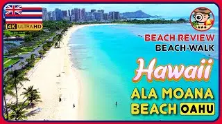 Ala Moana Beach Park🌺🇺🇸 (Popular Beach in the centre of Honolulu!) 4K Walking Tour / 4K Beach Walk