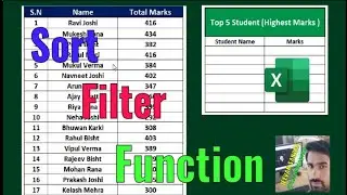 excel sort and filter || sort function|filter function in excel || Excel short filter  @technojeevan