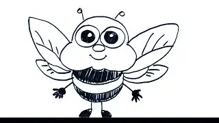 How to draw a little bee. Bee for 3 minutes. Pen drawing.