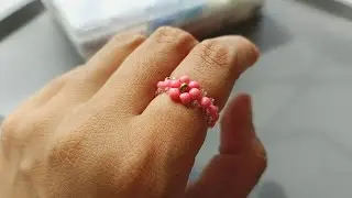 cincin manin bunga | how to make a flower bead rings