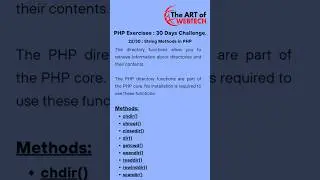 PHP 22/30 : Directory Functions #php #directory #methods