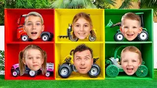 Herausforderung mit neun Fahrzeugen und drei Farben