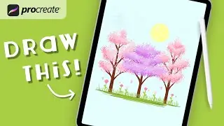 Procreate Step by Step Tutorial - Spring Trees - Draw With Me - iPad Art - Nature Illustration