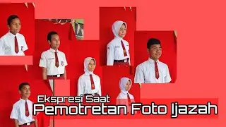 ekspresi anak anak SD saat pemotretan Foto Ijazah 