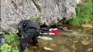 Switzerland - Sorgente del Brenno, crawling into the cave