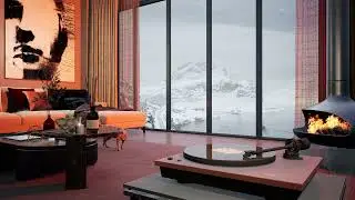 Unreal Engine 5.1 | Relaxing | Record Player | Bengal Cat | Fireplace | Nature | Snowfall | RTX3060