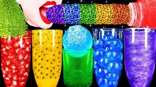 ASMR RAINBOW DRINKS VAMPIRE MOCHI, FROG EGGS HONEY JELLY, SEA GRAPES, CANDY, 새소리물병, 신기한 물 먹방 MUKBANG