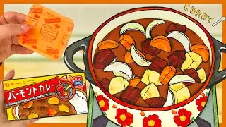 Japanese curry rice 🍛 [stopmotion cooking] mom’s home cooking🍴 Stop Motion Paper  / ASMR