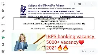 IBPS vacancy 2021 | Govt job | Banking Job |