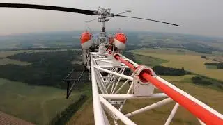 Bell 47 Helicopter Flight on a Smoky Day