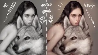 Как покрасить Ч/Б рисунок? Покрас в Фотошоп. Дама с собачкой | Часть вторая