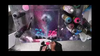 Creating a Mind-Blowing Galaxy Cityscape with Just Spray Paint!