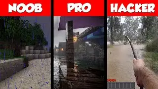Minecraft Rain PIXEL ART CHALLENGE - NOOB vs PRO vs HACKER