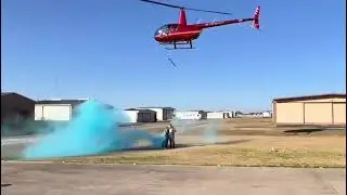Baby gender reveal celebration with Helicopter