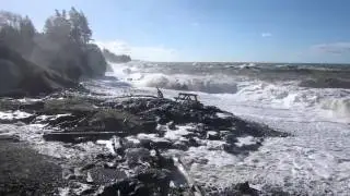 Picnic Table Survives a Big Wave
