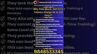Why SAP Telugu Fake Trainers Charge Fee 10K-Chanu SK Is the Best SAP Training Institute In Hyderaba