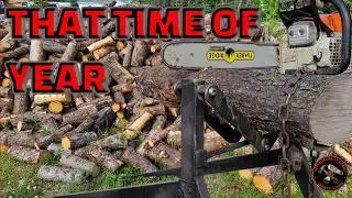 Cutting up another year's worth of firewood #firewood