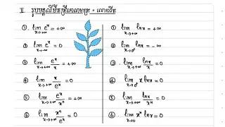 រូបមន្តលីមីតអុនគមន៍អ៉ិចស្ប៉ូណង់ស្យែលនិងលោការីត