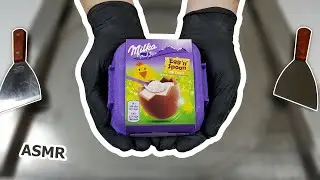 ASMR - Gold Milka Eggs Ice cream rolls | no talking