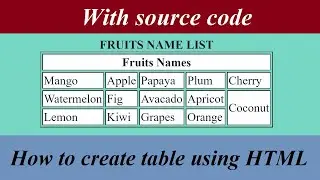 How to create table using HTML with source code