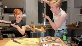 making grilled cheese with grabbers