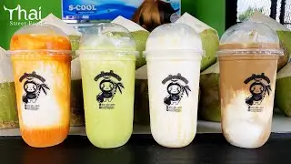 4 Flavor Coconut Milk Smoothie | Street Drink | Thai Street Food