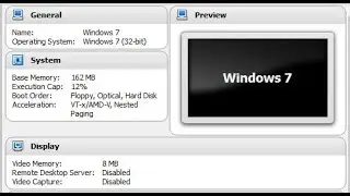 Using Windows 7 with only 166MB of RAM, 1 CPU Core and 8MB of VRAM