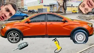 Mr. Nick Found a LADA VESTA Sports CAR With a FLAT TIRE | Pumped UP the WHEEL With a PUMP | TIGGO13+