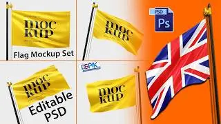 Free Psd - Flag Mockup Set Editable PSD For Photoshop | Free Photoshop PSD