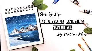 Watercolour Mountain painting for beginners/zen sangam sketchbook/winter night inspired by@aurorabyz