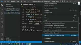menu de opciones numerico y de caracteres en python + funcion menu para elegir opcion
