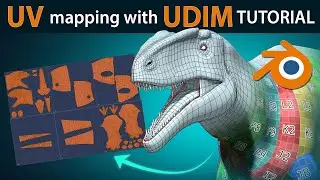 UV Mapping dinosaur model with UDIM | 3D Blender Tutorial