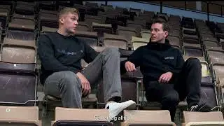 Harald värmer upp med Liam Åström, AIK Innebandy inför säsongen 2024/25