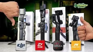 Comparison of stabilizers Moza Mini Mi vs Zhiyun Smooth 4 vs Freevision Vilta M vs DJI Osmo Mobile 2