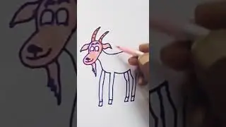 #shorts|Drawing Goat 🐐 |coloring for kids & toddlers|lets draw, paint together|beginer draw|