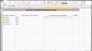 Excel - LEN, LEFT, RIGHT functions