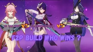 F2P Raiden Shogun vs Clorinde VS Yae Miko with dendro reactions #viral #genshinimpact #trending