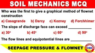 Seepage pressure mcq | Soil Mechanics MCQ's | flow net and seepage mcq | Flow net mcq | Civil MCQs