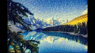 Lake and Mountains getting the Starry Night Treatment