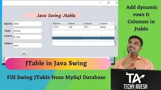 JTable in Java Swing| Add Data in JTable | Dynamic row and column in JTable |Techy Adesh