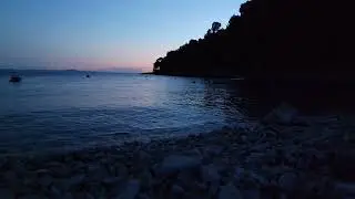 Night Beach in Croatia. 2023. Надвигающася ночь на пляже в Хорватии. 1 августа 2023