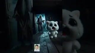 Little white kitten meets zombie granny in a house #poorcat #story  #ai