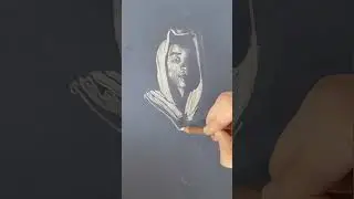 portrait study in white pencil on blue toned paper