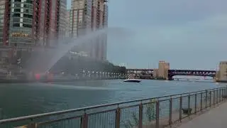 Chicago Riverwalk - Centennial Fountain at River Esplanade Park