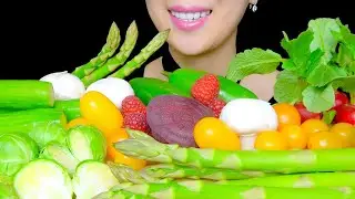 RAW VEGGIE PLATTER ASMR (ASPARAGUS, BRUSSELS SPROUTS, BEET, JALAPENO PEPPERS, Radish) | TracyN ASMR