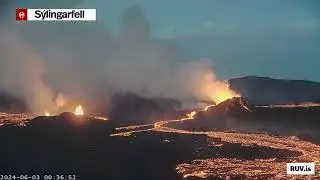 Reykjanes - Iceland Eruption   June 2-3 2024 Time Lapse